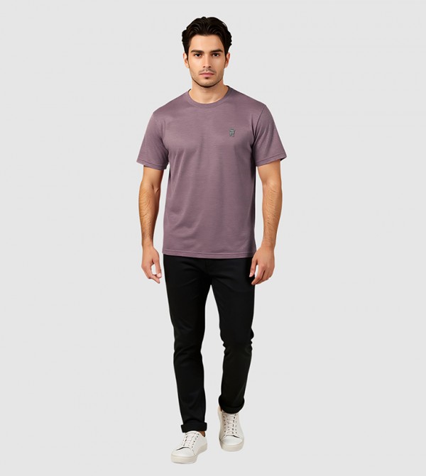 Monogram Detail Short Sleeves Stretch T-Shirt