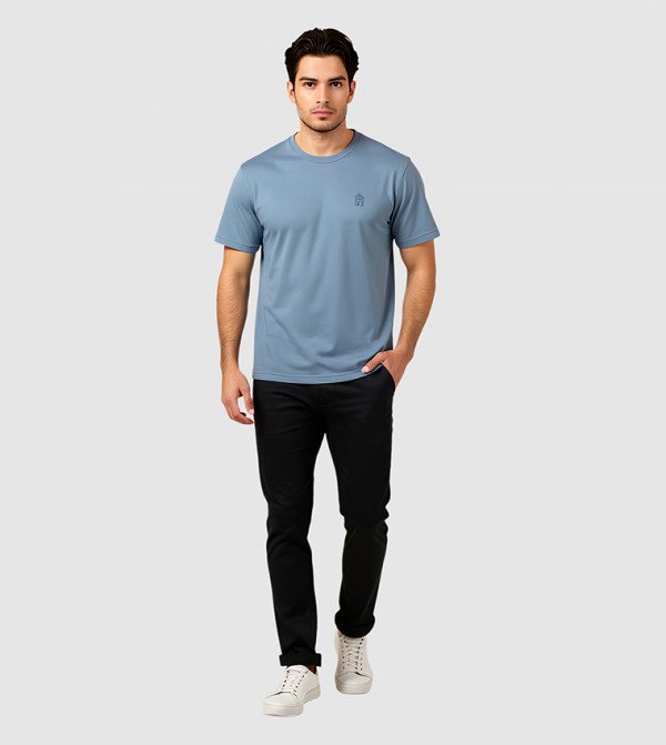 Monogram Detail Short Sleeves Stretch T-Shirt