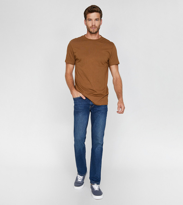 Buy Koton Solid Mark Jeans In Blue | 6thStreet Bahrain