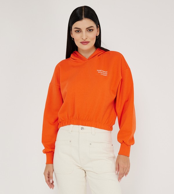 Print Detail Long Sleeves Hoodie