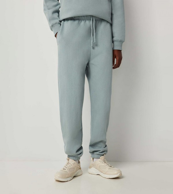 Solid Elastic Waist Baggy Joggers