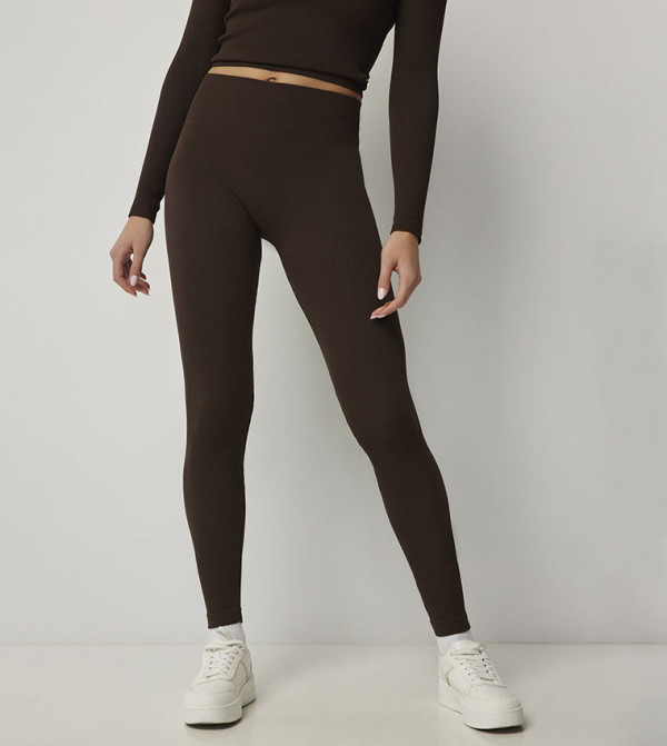 Ribbed Elastic Waist Leggings