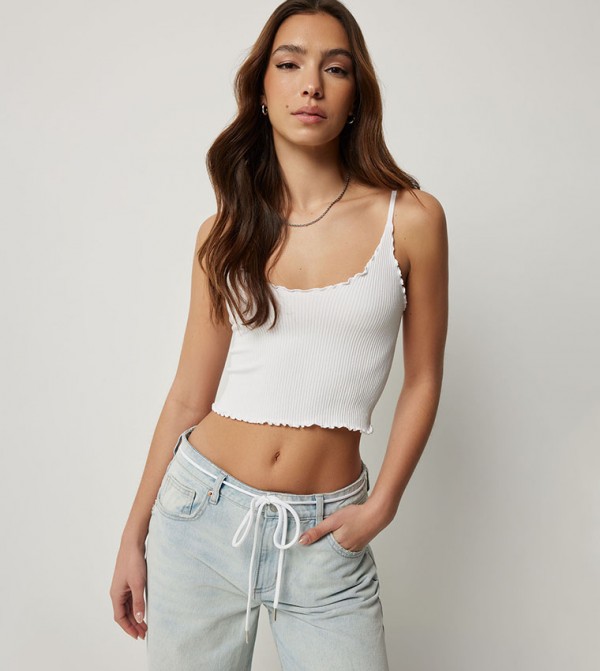 Ribbed Lettuce Crop Top