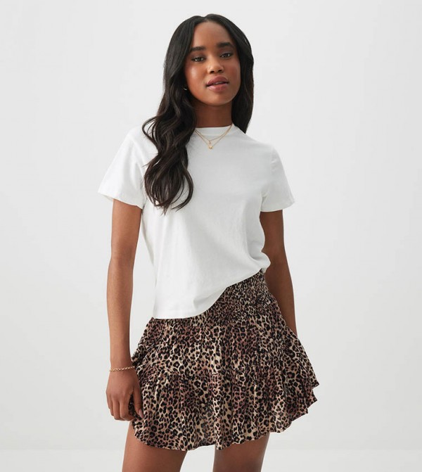 Solid Crew Neck Crop T-Shirt