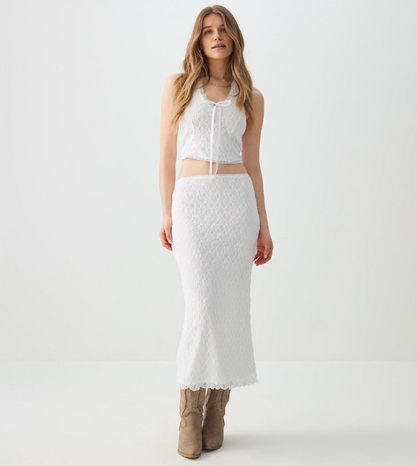 Lacy Bow Detail Maxi Skirt