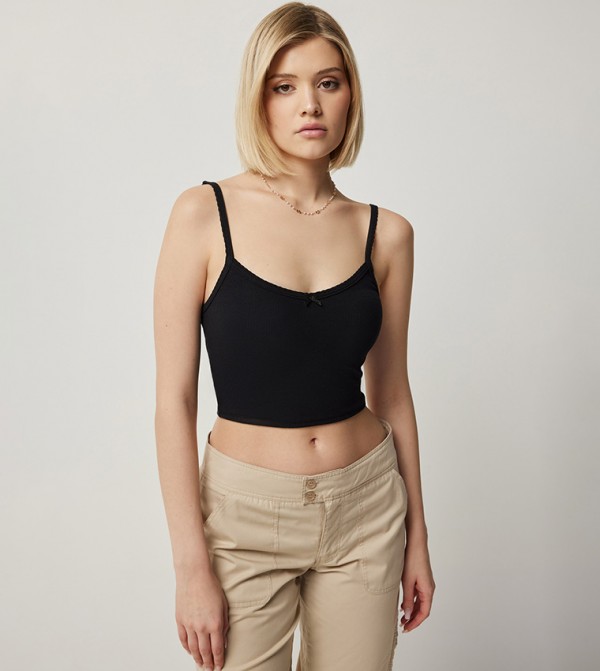 Ribbed Strappy Crop Top