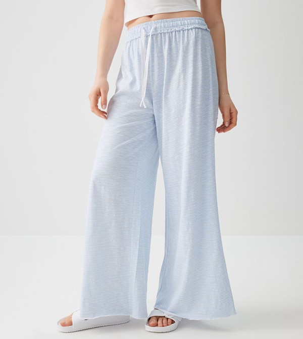 Striped Slub Jersey Wide Leg Pants