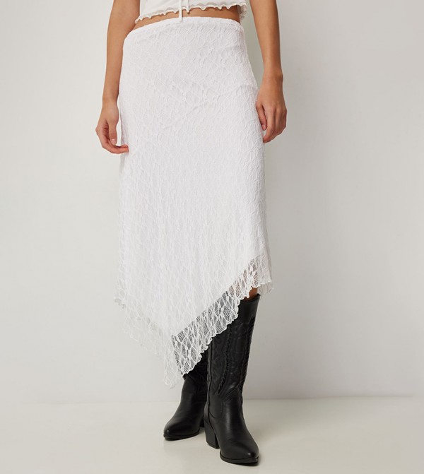 Lacy Asymmetrical Midi Skirt