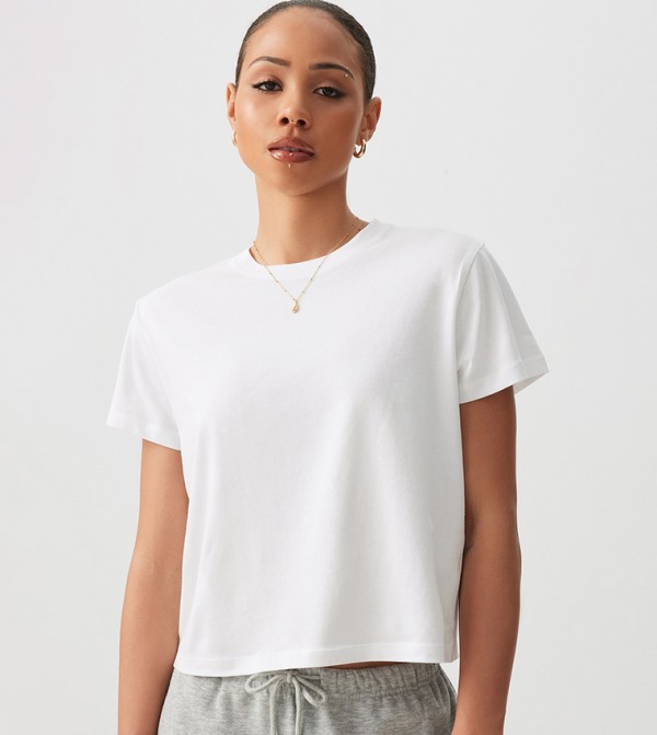 Solid Short Sleeves Cropped T-Shirt
