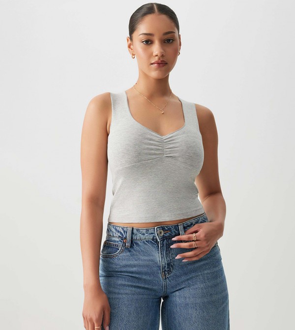 Solid Ruched Crop Top
