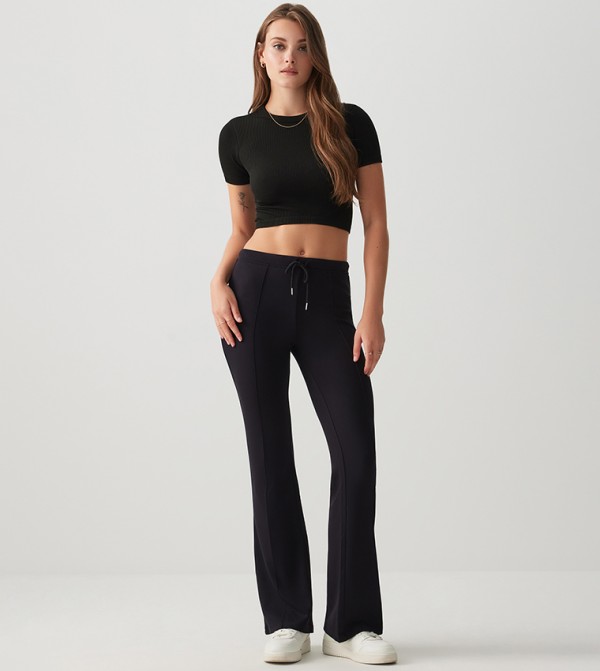 Seam Detail Flared Scuba Pants