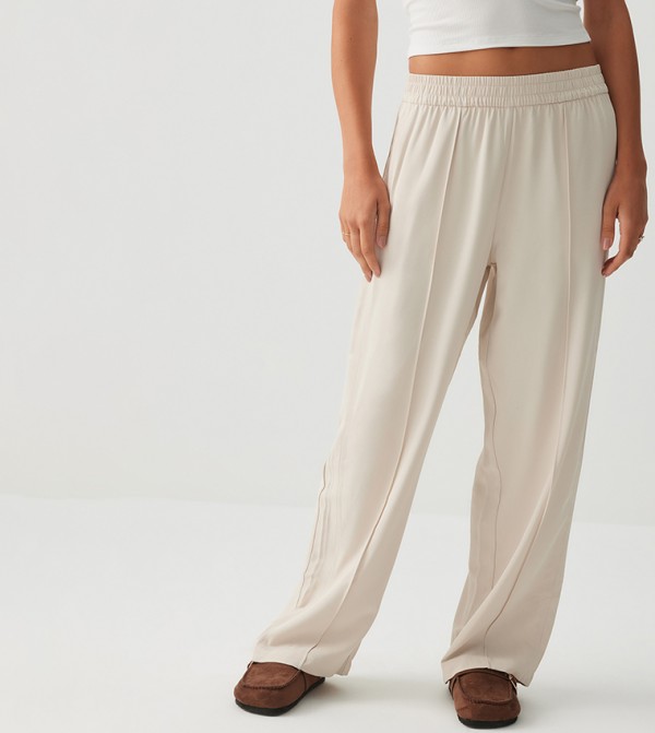 Seam Detail Twill Wide Leg Pants