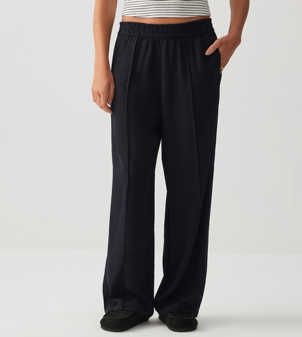 Seam Detail Twill Wide Leg Pants
