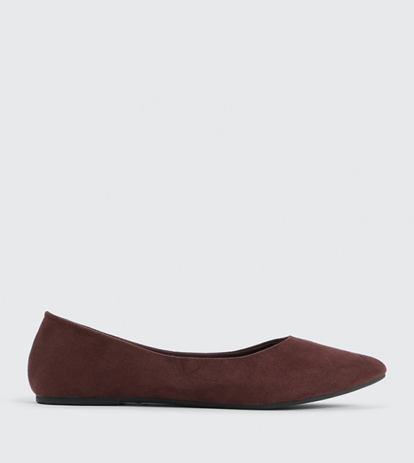 Textured Pointed Toe Ballerinas