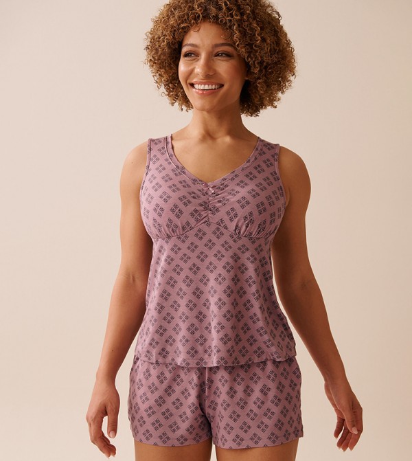 Geo Print Soft Jersey Cami Sleep Top