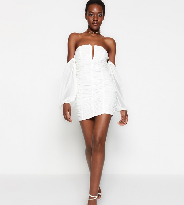 Buy Boohoo Daisy Crystal Embellished Blazer Dress In White