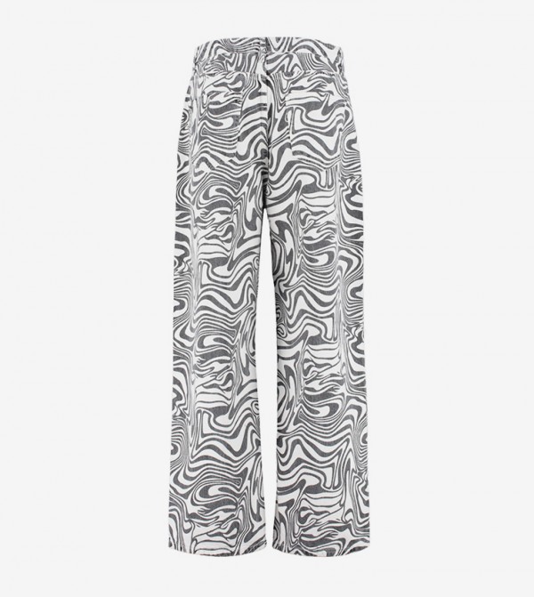 Abstract Printed Wide Leg Pants