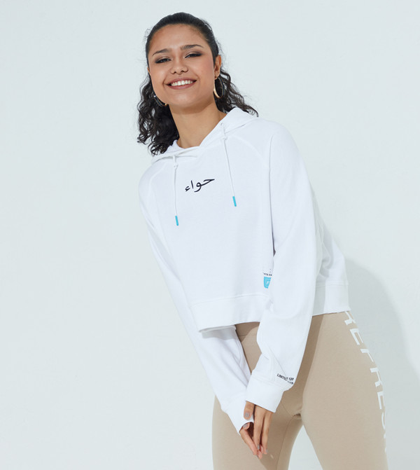 Printed Cropped Hoodie