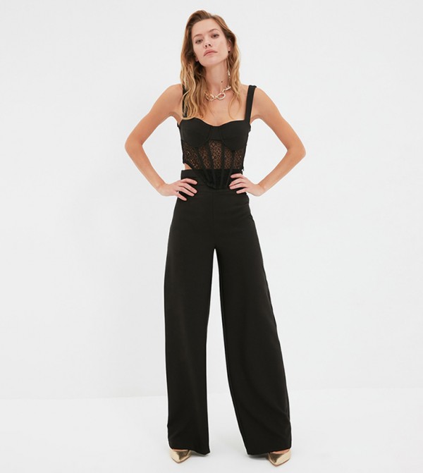 Side Stripe High Waisted Crepe Trousers