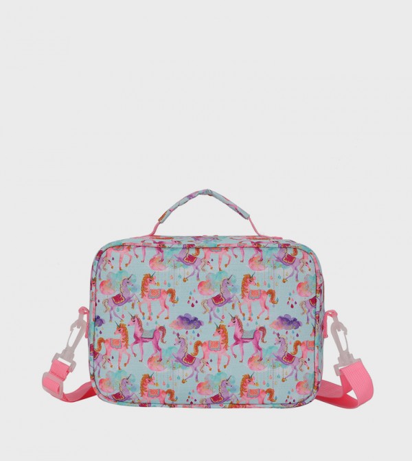 Shiny Fabric Baby Blue Lunch Bag