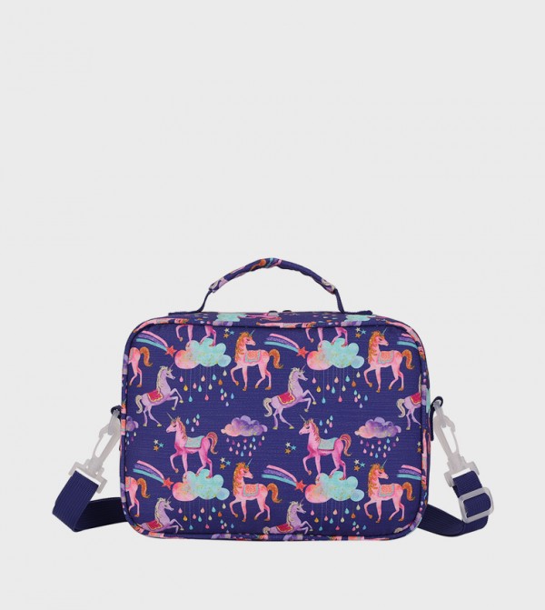 Shiny Fabric Navy Lunch Bag
