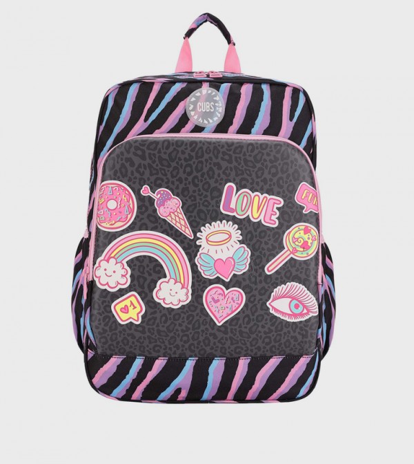 Black Leopard Gadgets Zip Around Backpack