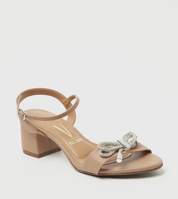 VICTORIA Embellished Ankle Strap Heeled Sandals