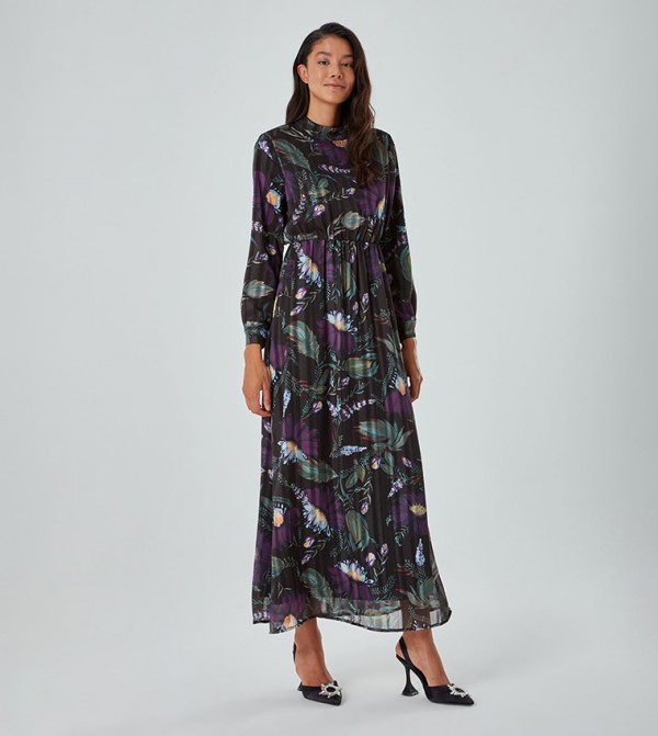 Printed Long Sleeves Maxi Dress