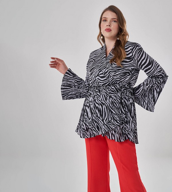 Animal Print Long Sleeves Tunic