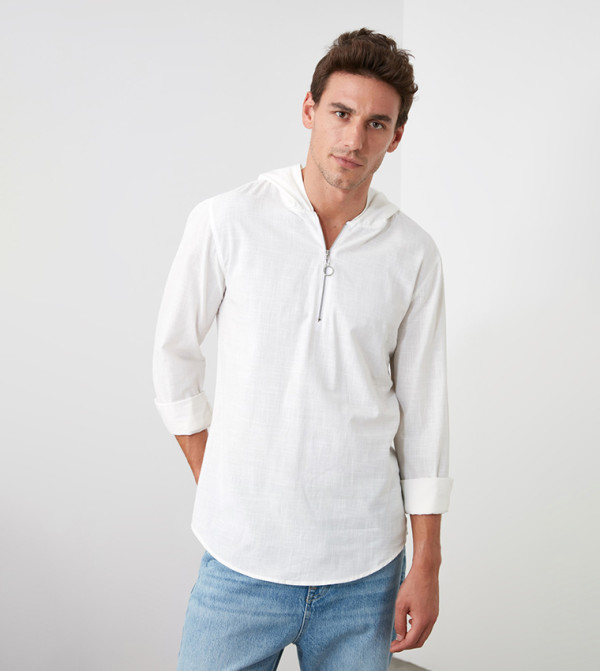 AC&CO / ALTINYILDIZ CLASSICS STANDARD FIT COLLAR - Sweat à Capuche