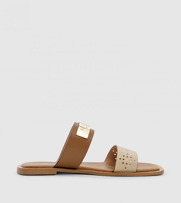Logo Metal Flat Sandals