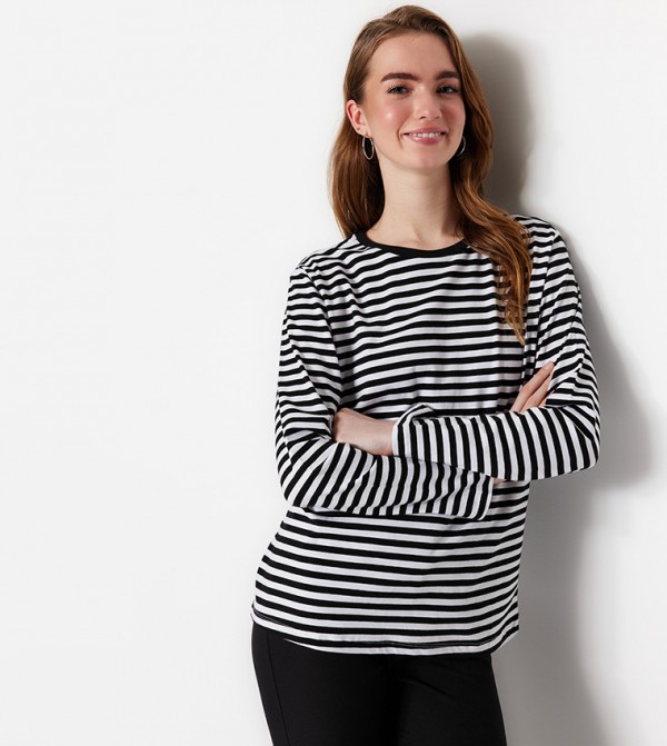 Striped long deals sleeve