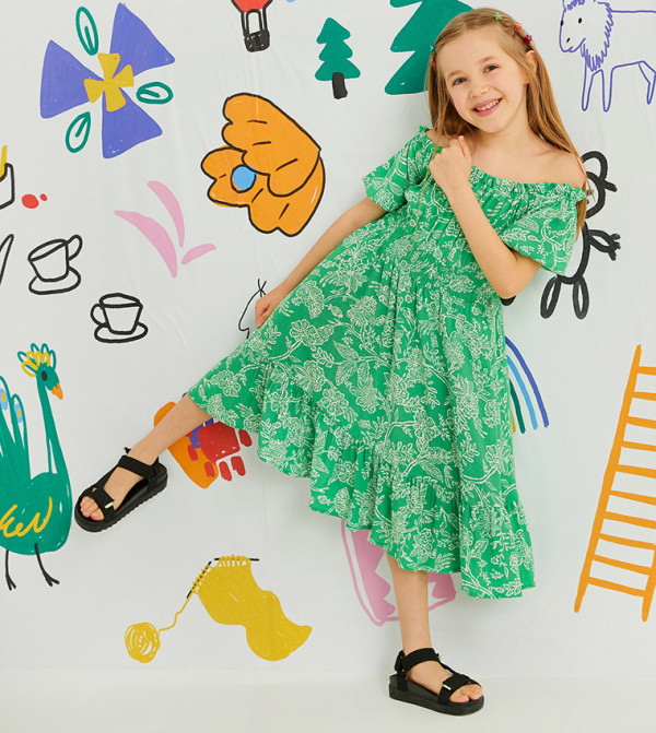 Aje Dusk Knot Puff Sleeve Mini Dress in Emerald Green