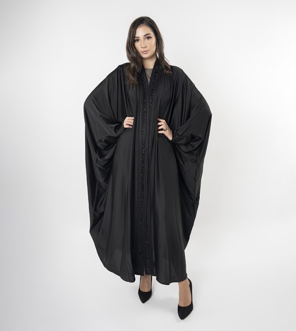 Embellished Trim Batwing Sleeves Abaya