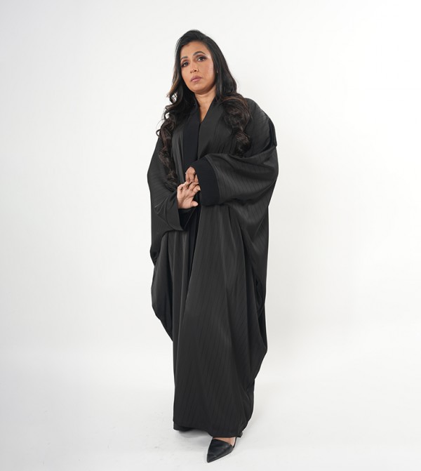 Striped Batwing Sleeves Abaya
