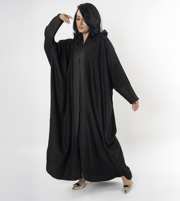 Self Design Batwing Sleeves Abaya