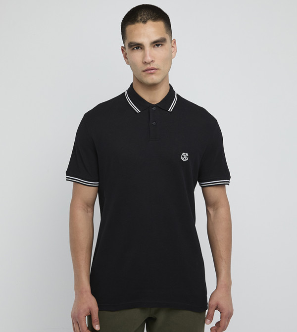 Contrast Tipping Short Sleeves Polo T-Shirt
