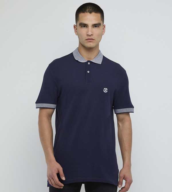 Contrast Detail Short Sleeves Polo T-Shirt