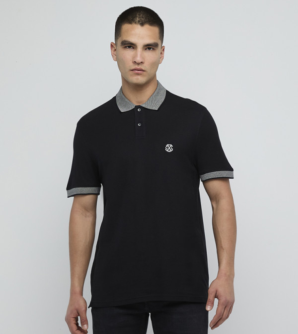 Contrast Detail Short Sleeves Polo T-Shirt