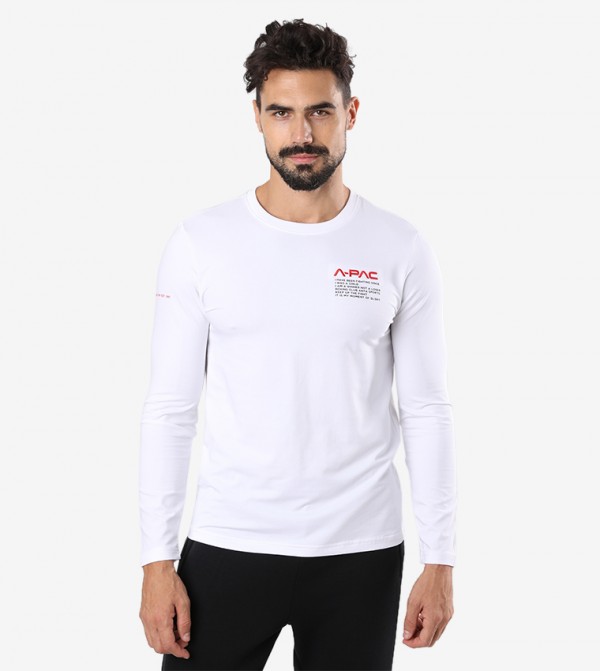 Round Neck Long Sleeve T-shirt - White