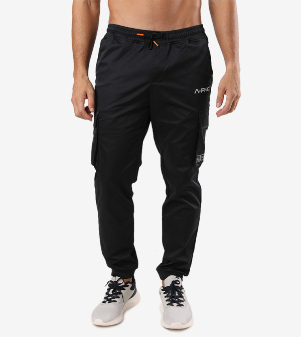 بنطلون رياضي بحزام خصر مطاطي - أسود