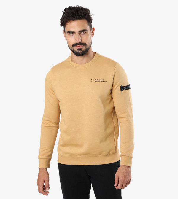 Crew Neck Long Sleeve Sweatshirt - Yellow