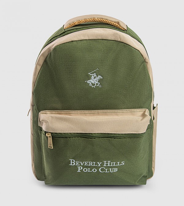 Logo Embroidered Zippered Backpack