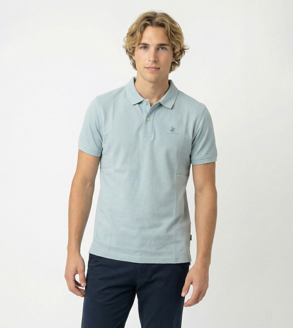 تيشيرت بولو كم قصير بشعار مطرز  