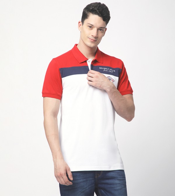 Color Block Short Sleeves Polo T-Shirt