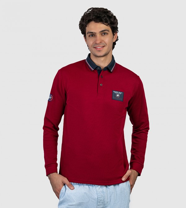 Logo Badge Long Sleeves Polo T-Shirt