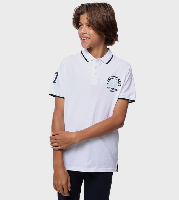 Printed Polo T-Shirt with Short Sleeves