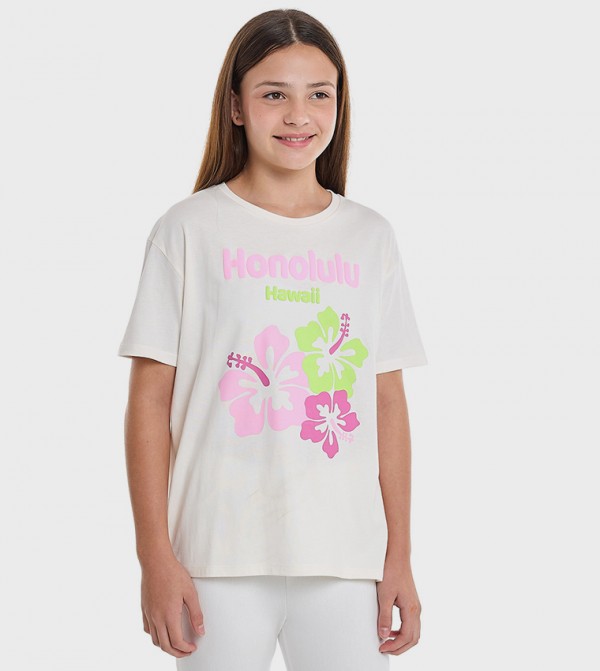 Printed T-Shirt with Crew Neck and Short Sleeves
