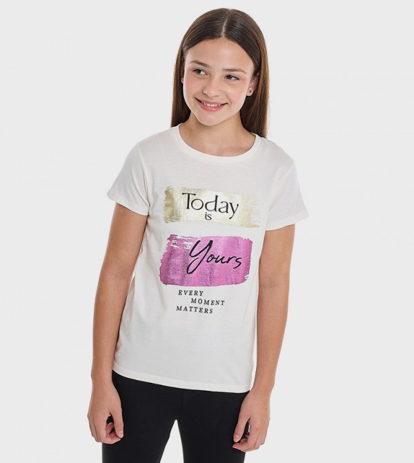 Printed T-Shirt with Crew Neck and Short Sleeves