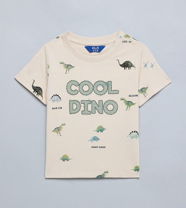 Embroidered T-Shirt with Crew Neck and Short Sleeves